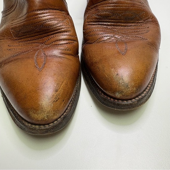 Abilene Men’s 8.5 Side Zip Cowboy Western Ankle Boots Leather Tan Stampede Rodeo - Picture 3 of 13